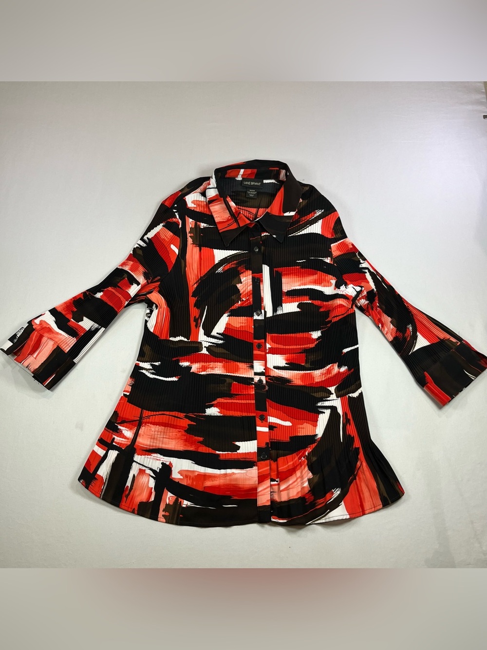 Lane Bryant Abstract Print Accordion Pleated Button Front Tunic Top Size 18-20